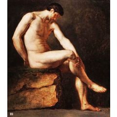 Seated Male Nude Painting Reproduction