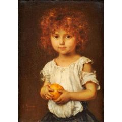 Child with an Orange Painting Reproduction