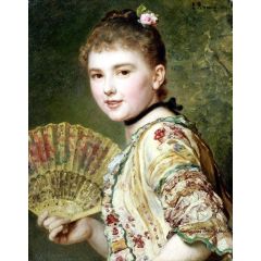 Lady with a Fan Painting Reproduction