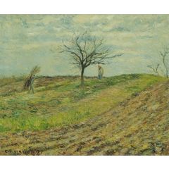 Cultivated Land in Winter: Man Carrying Faggots Painting Reproduction