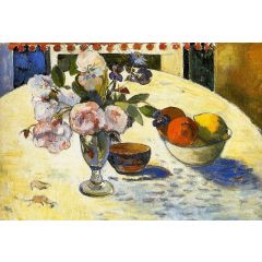 Flowers in a Fruit Bowl Painting Reproduction