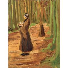 Two Women in a Wood Painting Reproduction