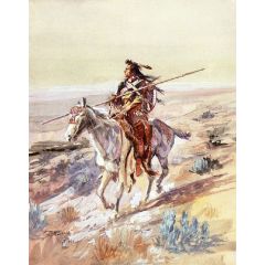 Indian with Spear Painting Reproduction