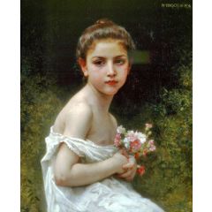 Little Girl with a Bouquet Painting Reproduction