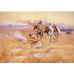 Blackfeet Burning Crow Buffalo Range Painting Reproduction