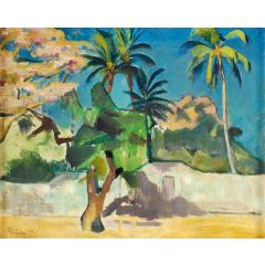 Summer Landscape with Palm Trees Painting Reproduction