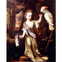Portrait of a Young Girl with a Cockatoo Painting Reproduction