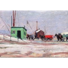 Noontime on the Docks, Hudson River and 85th Street Painting Reproduction