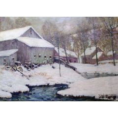 Winter on the Farm Painting Reproduction