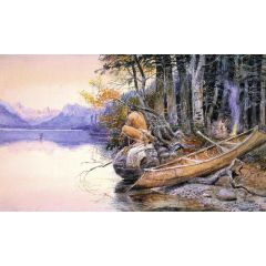 Indian Camp, Lake McDonald Painting Reproduction
