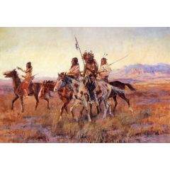 Four Mounted Indians Painting Reproduction