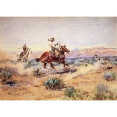 Roping a Wolf Painting Reproduction