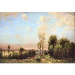 Landscape with Figures on a Path Painting Reproduction