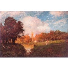 Untitled(also known as Pastoral Scene with Lady in Red) Painting Reproduction
