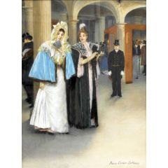 Two Ladies in the Theater Foyer Painting Reproduction