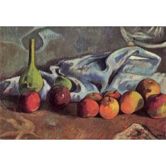 Still Life with Apples and Green Vase Painting Reproduction