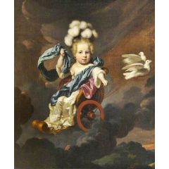 Portrait of a Baby Girl as Venus with a Chariot Drawn by Doves Painting Reproduction