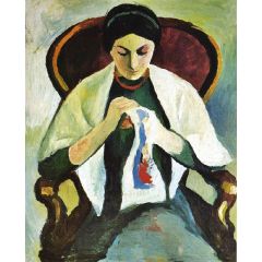Woman Embroidering in an Armchair: Portrait of the Artist’s Wife Painting Reproduction