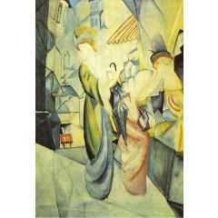 Bright Women in front of the Hat Shop Painting Reproduction