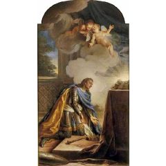 Louis XV in the Guise of Saint Louis Receiving the Crown of Thorns Painting Reproduction