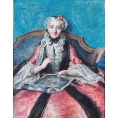 Portrait of a Woman Sewing Painting Reproduction