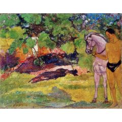 In the Vanilla Grove, Man and Horse, also known as The Rendezvous Painting Reproduction