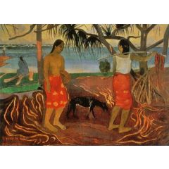 I rara te oviri, also known as Beneath the Pandanus Tree Painting Reproduction