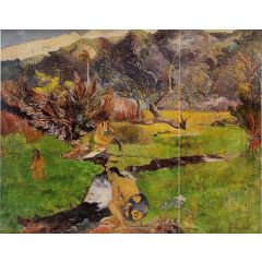 Tahitian Woman near a River Painting Reproduction