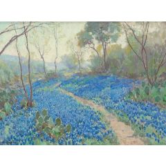 A Hillside of Blue Bonnets- Early Morning, Near San Antonio Texas Painting Reproduction