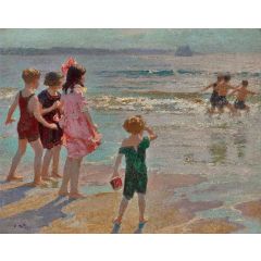 Children at the Shore Painting Reproduction
