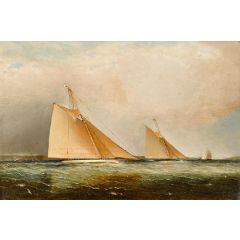 Cutters Leading the Fleet Through the Sound, NY Painting Reproduction