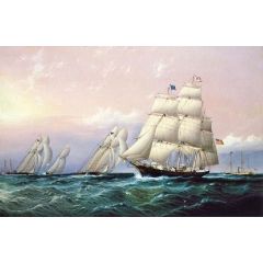 Racing off Sandy Hook Painting Reproduction