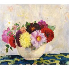 Coupe de dahlias Painting Reproduction