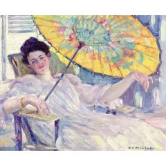 Woman with Parasol Painting Reproduction