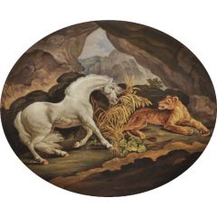 A Horse Frightened by a Lioness Painting Reproduction