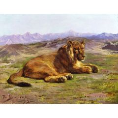 Couching Lion Painting Reproduction