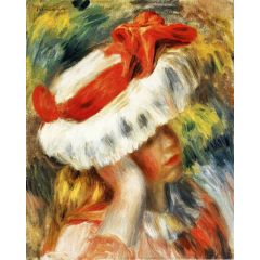 Young Girl with a Hat Painting Reproduction