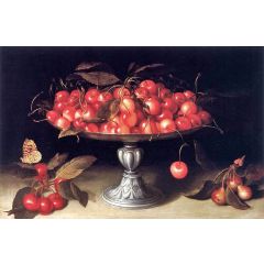 Cherries in a Silver Compote Painting Reproduction