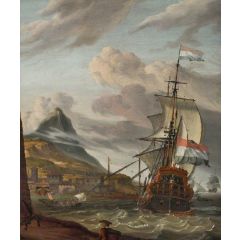 A Dutch Ship Entering a Mediterranean Port Painting Reproduction