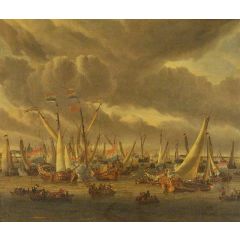 An Incident on a Mock Fight on the River Y, Amsterdam, in Honour of Peter the Great, 1 September 1697 Painting Reproduction