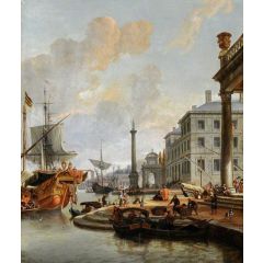 Capriccio View of a Seaport Painting Reproduction