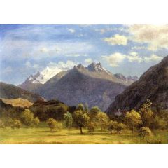 The Alps from Visp Painting Reproduction