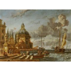 Harbour Scene Painting Reproduction