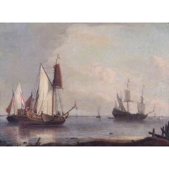 Dutch Shipping in a River Painting Reproduction