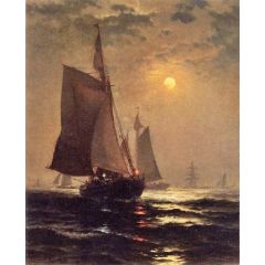 Moonlight in New York Harbor Painting Reproduction