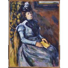 Seated Woman in Blue Painting Reproduction