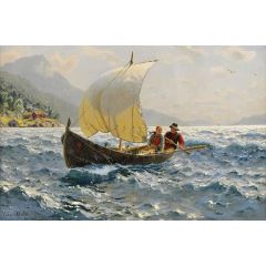 Fresh Breeze, Sognefjord Painting Reproduction