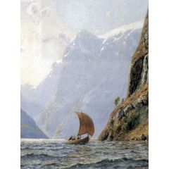 Sailing in a Fjord Painting Reproduction