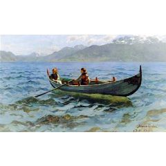 Boating at Balestrand Painting Reproduction