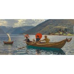 Artist with His Family Boating in Balestrand Painting Reproduction